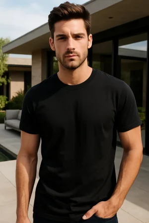 black regular fit t-shirt for men 100% cotton 180 gsm streetwear , solid t-shirt, premium cotton, heavyweight feel, streetwear India, unisex basic, crew neck tee, everyday essential, color trend 2025, pastel & core colors, layering piece